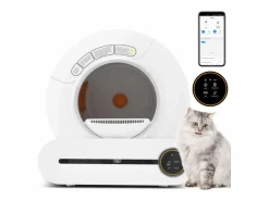 Arenero para gatos de autolimpieza adaptativa de 65L para varios gatos.