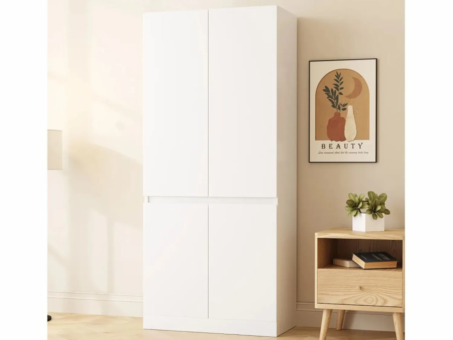 Clearance Armario 70 × 40 × 170 cm - modelo de doble puerta con amplios compartimentos de almacenamiento - Blanco
