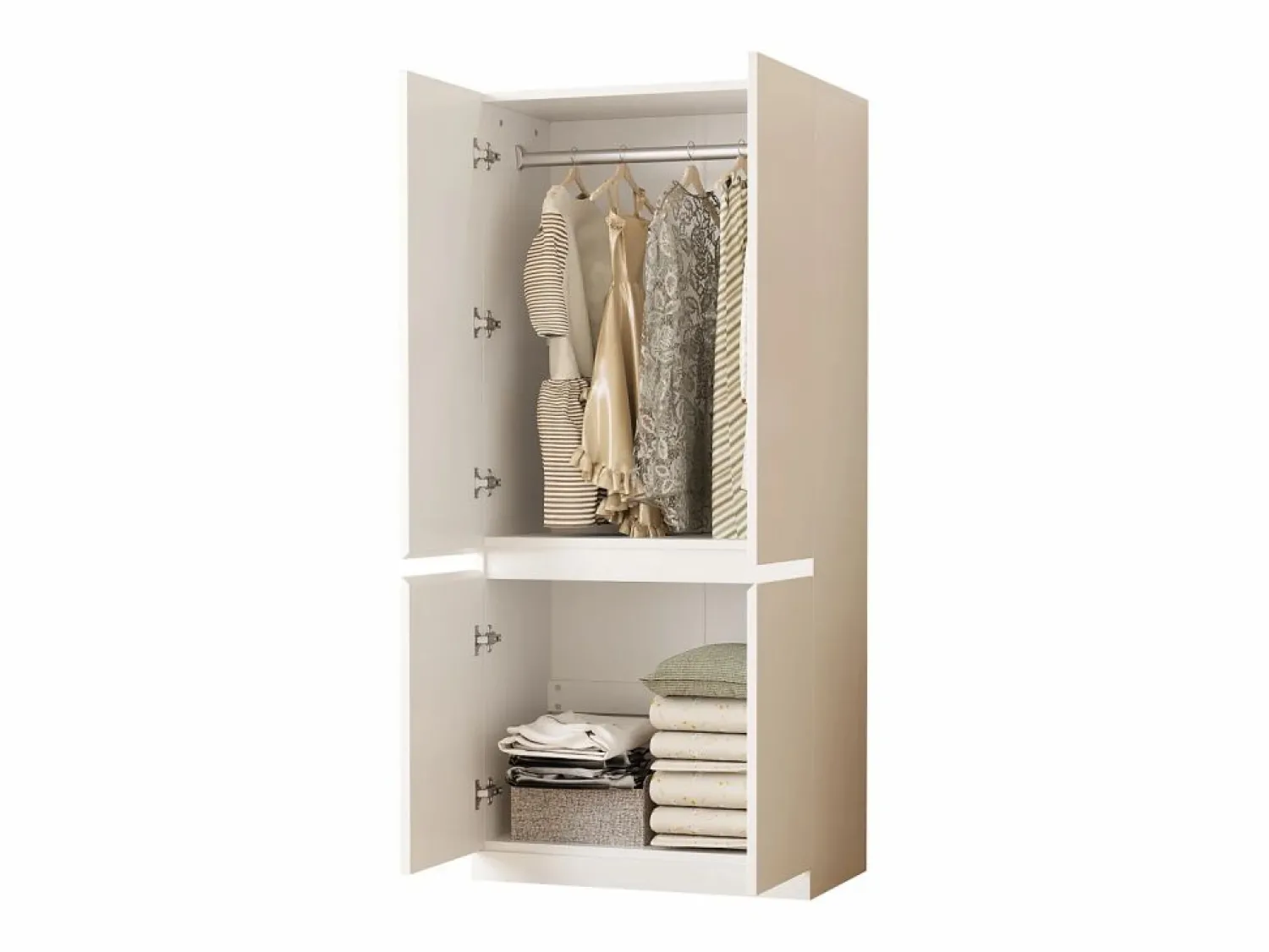 Clearance Armario 70 × 40 × 170 cm - modelo de doble puerta con amplios compartimentos de almacenamiento - Blanco