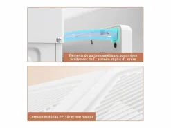 Hot Armario - con 8 compartimentos y 6 puertas transparentes - armario plegable multifuncional con barra para colgar - 69 x 136 x 50 cm Blanco
