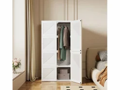 Hot Armario - con 8 compartimentos y 6 puertas transparentes - armario plegable multifuncional con barra para colgar - 69 x 136 x 50 cm Blanco
