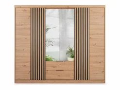 New Armario 4 puertas 2 cajones con espejo L250 cm color natural - SIDOVIA Armario