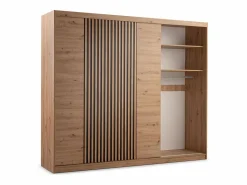 New Armario 4 puertas 2 cajones con espejo L250 cm color natural - SIDOVIA Armario