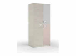 Hot Loungitude Armario 3 puertas aglomerado rosa 200x90x52cm Gris