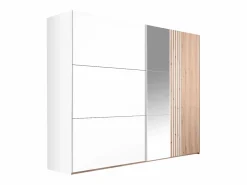 Online Vente-unique armario 2 puertas con espejo L250 cm en blanco y natural claro - ADOSILA Color natural claro / Blanco