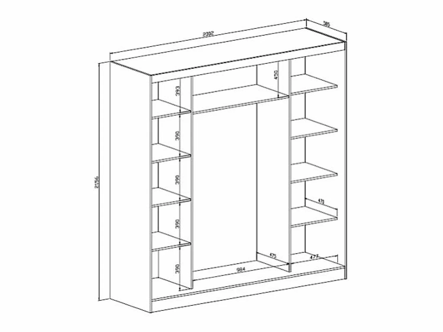 Outlet Vente-unique Armario 2 puertas correderas con espejo An200 cm - OCHIRA Beige