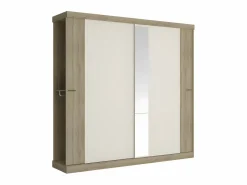 Vente-unique Armario 2 puertas correderas natural y blanco marfil ADALRIK II