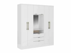 Vente-unique Armario 6 puertas y 3 cajones con espejo L180 cm - ELORIO