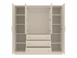 Sale Vente-unique Armario 4 puertas y 3 cajones con espejos L196 cm en color beige y dorado - LIZANDRO Negro / Beige