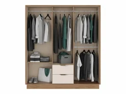 Discount Vente-unique Armario 6 puertas y 2 cajones L162 cm en color beige y natural - FEOVA Beige / Color natural claro