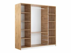 Sale Vente-unique Armario 4 puertas y 3 cajones con espejos L196 cm color natural y blanco - LAMIKI Color natural claro / Blanco