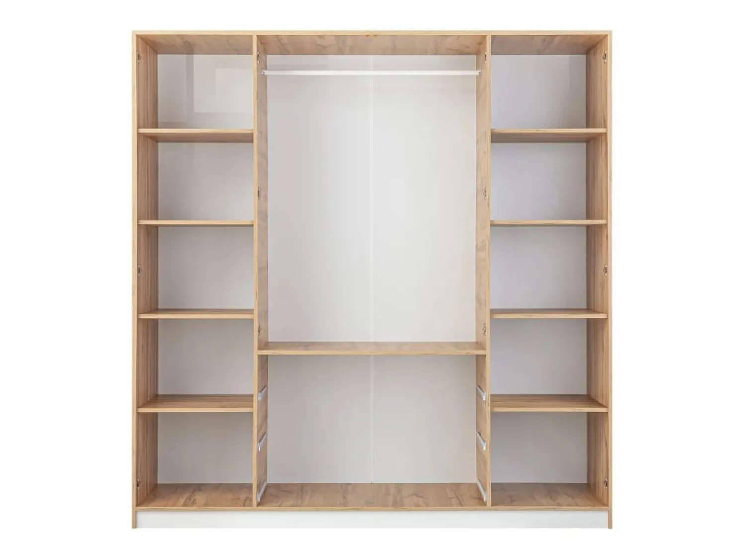 Sale Vente-unique Armario 4 puertas y 3 cajones con espejos L196 cm color natural y blanco - LAMIKI Color natural claro / Blanco