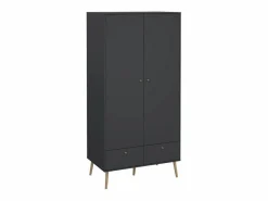 Online Armario 2 puertas y 2 cajones con patas de madera H200,1 cm - TARP Mueble Perchero