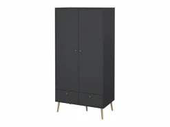 Online Armario 2 puertas y 2 cajones con patas de madera H200,1 cm - TARP Mueble Perchero