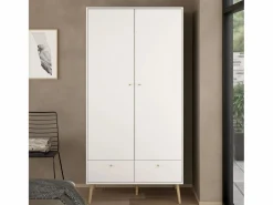 Best Calicosy Armario 2 puertas y 2 cajones con patas de madera H200,1 cm - TARP Blanco
