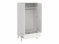 Best Calicosy Armario 2 puertas y 2 cajones con patas de madera H200,1 cm - TARP Blanco