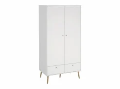 Best Calicosy Armario 2 puertas y 2 cajones con patas de madera H200,1 cm - TARP Blanco