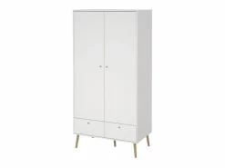 Best Calicosy Armario 2 puertas y 2 cajones con patas de madera H200,1 cm - TARP Blanco