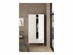 Best Calicosy Armario 2 puertas y 2 cajones con patas de madera H200,1 cm - TARP Blanco