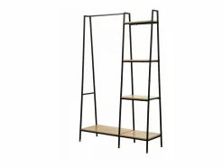 Outlet Armario abierto industrial con 1 estante inferior y 4 baldas - LEXIE Mueble Perchero