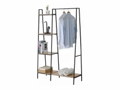 Outlet Armario abierto industrial con 1 estante inferior y 4 baldas - LEXIE Mueble Perchero