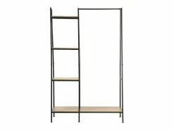Outlet Armario abierto industrial con 1 estante inferior y 4 baldas - LEXIE Mueble Perchero