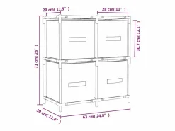 Outlet vidaxl Armario almacenaje de acero con 4 cestas tela 63x30x71 cm Crema
