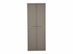 vidaxl Armario almacenaje de jardín PP apariencia madera 65x45x172 cm Marru00f3n
