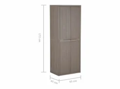 vidaxl Armario almacenaje de jardín PP apariencia madera 65x45x172 cm Marru00f3n