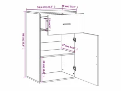 New Armario almacenaje madera ingeniería hormigón 56,5x39x90cm Cajonera De Escritorio
