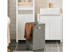 New Sobuy Armario Alto baño Mueble Columna de baño con 3 estantes y 1 cesto 45 x 35 x 171 cm BZR102-W ES Blanco