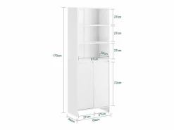Sobuy Armario Alto de Baño Ancho con Cesto para Ropa Sucia BZR155-W ES