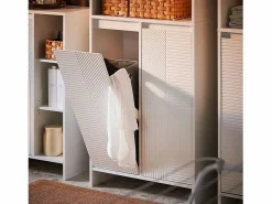 Sobuy Armario Alto de Baño Ancho con Cesto para Ropa Sucia BZR155-W ES