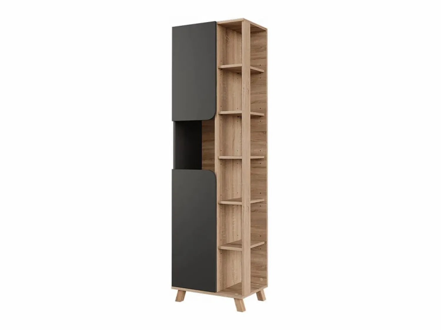 New Armario alto sonoma/antracita 50x35x175 karen Columna De Baño