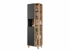 New Armario alto sonoma/antracita 50x35x175 karen Columna De Baño