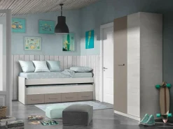 Online Armario Ares Plus 2 puertas con barra + 3 estantes blanco/basalto 200x90x52 cm Muebles Niño|Armario