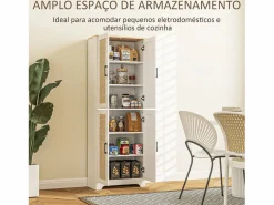 Sale Armario auxiliar Boho 4 puertas 6 estantes ajustables /natural 170x60x30 cm Aparador De Cocina