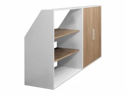 Online Vente-unique Armario bajo techo 2 puertas y 2 estantes blanco y natural - ADEZIO Color natural claro / Blanco