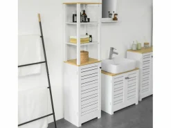 Sobuy Armario Baño Alta Mueble Columna de baño Armario para baño con 5 Estantes Estanterías de baño Medidas: 40x30x160cm BZR43-W ES