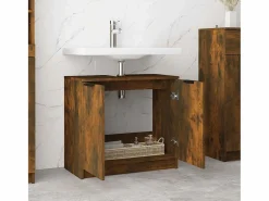 Outlet vidaxl Armario baño madera contrachapada roble ahumado 64,5x33,5x59 cm Color natural claro