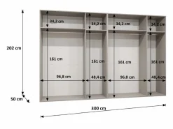 Discount Armario Bari 1 con puertas batientes 202/300/52 6 puertas (cachemira) Armario Abierto, Vestidor