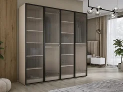 Best Armario: Arena / Vidrio Ranurado, 200 x 200 x 51 cm Beige
