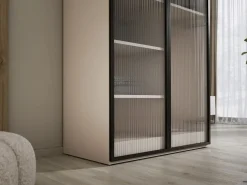 Armario: Arena / Vidrio Ranurado, 100 x 200 x 51 cm