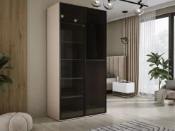 Clearance Armario: Beige Arena / Vidrio Antisol, 100 x 200 x 51 cm Negro