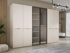 Sale Armario: Arena / Vidrio Ranurado, 300 x 200 x 51 cm Armario Abierto, Vestidor