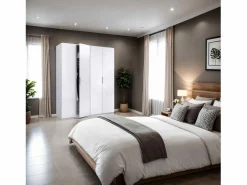 duehome Armario Belar 4 puertas Blanco Brillo