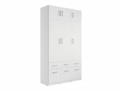 Vente-unique Armario BELOMY de 3 puertas y 6 cajones, 136 cm de ancho, en color con contrahuella