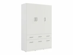 Vente-unique Armario BELOMY de 3 puertas y 6 cajones, 136 cm de ancho, en color con contrahuella