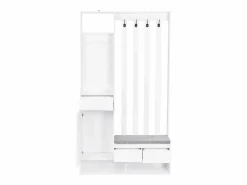 Clearance Armario con 3 cajones, 1 puerta, 4 ganchos y tablero perforado, 100 x 35 x 180 cm Armario De Entrada
