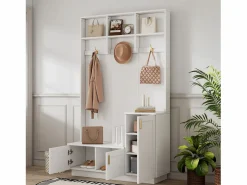 Hauss Spole Armario con 3 puertas, 3 ganchos y almacenaje abierto, 120x40x200 cm